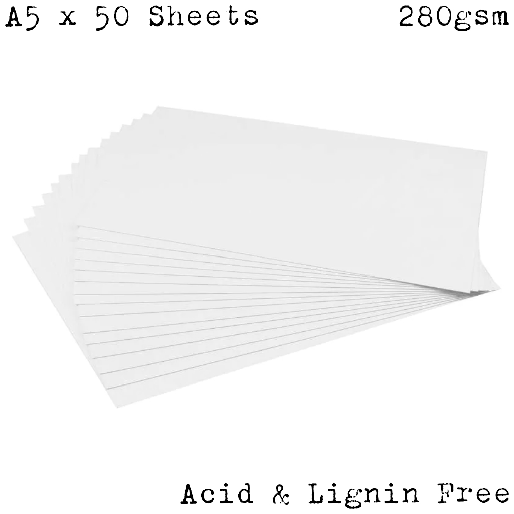 A5 White Water Colour Card - 50 Sheets (280gsm)